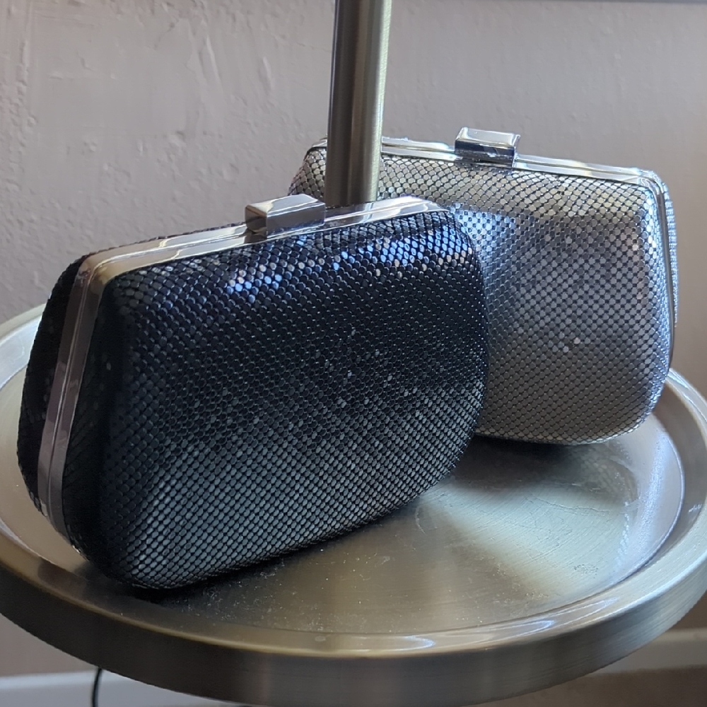 Jessica McClintock Black and Silver Clutch Set